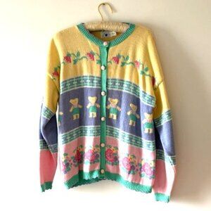 Hartstrings Vintage All Cotton Cardigan Sweater with Pastel Colors